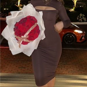 Brown dress with cutout on chest